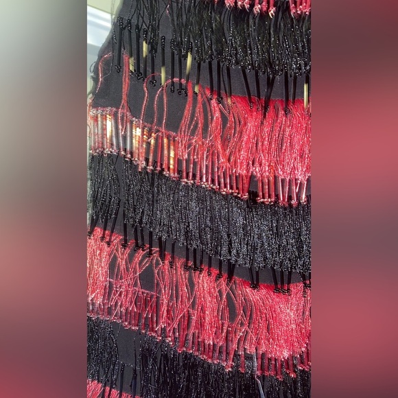 Alice Olivia Red and Black Dress with Mesh and Zipper Back - Picture 7 of 12